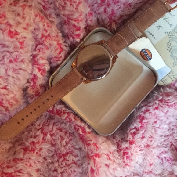 Fossil Watch chronograph leather w/ crystals - Picture 3 of 6